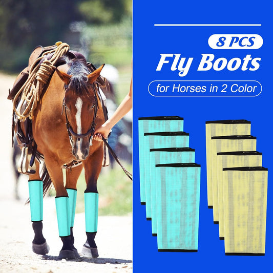 8 Pcs Mesh Fly Boots for Horse Breathable Mesh Horse Boots Protective Horse Leg Wraps Horse Leggings for Preventing Flies and Mosquitoes Bites (Light Pink, Dark Pink)