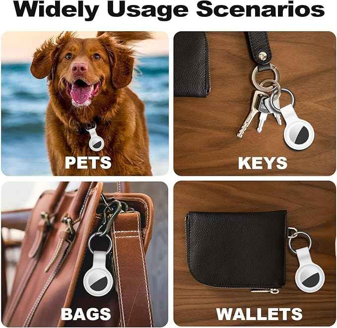 Case for AirTag 2nd Gen (2026) & 1st Gen, Silicone Holder Keychain Key Ring, Protective Cover for Apple for Air Tags, GPS Finder Accessories for Bags, Pets, Kids, Luggage, White