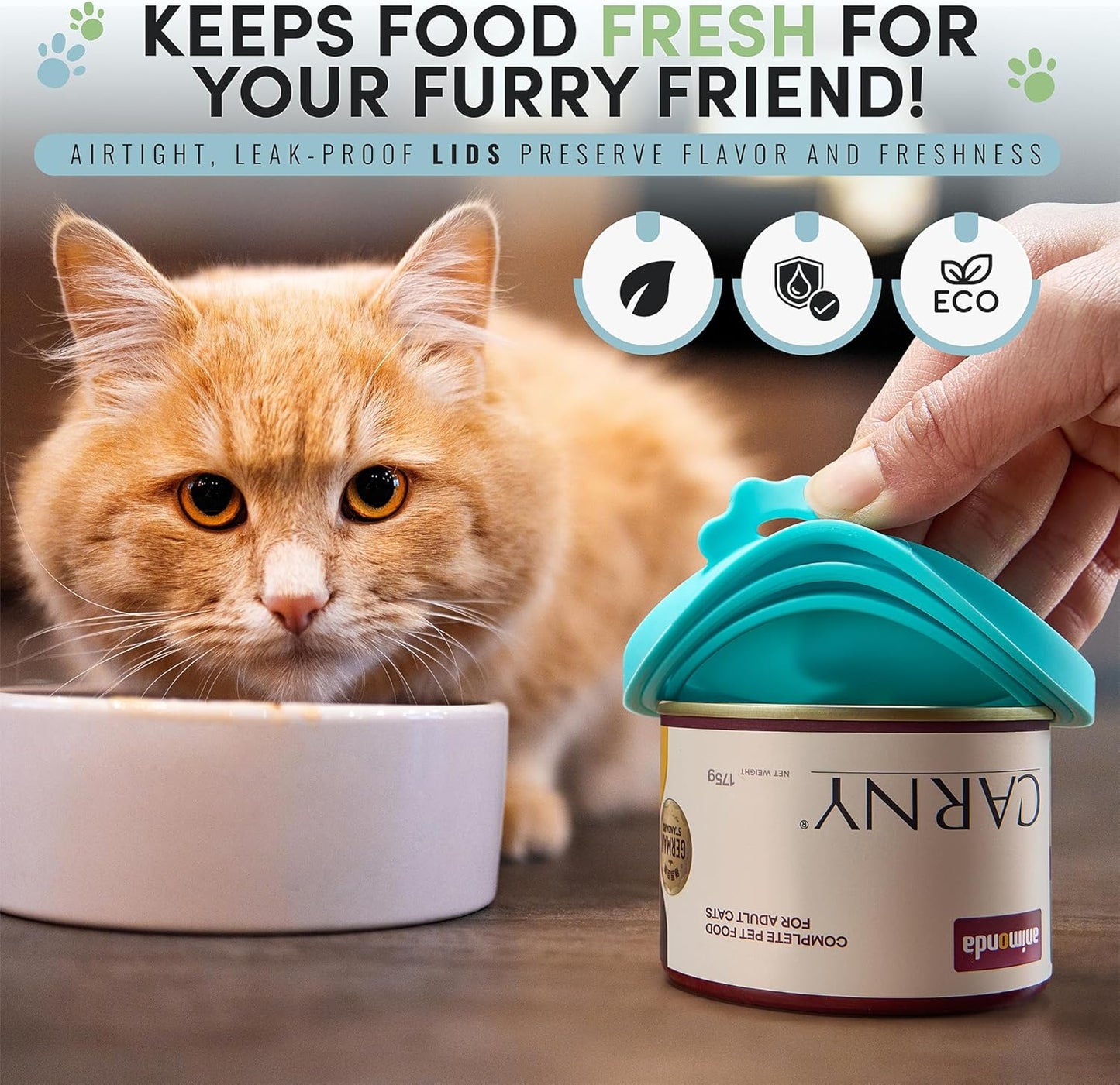 3 Pack Universal Pet Food Can Covers Lids - One fit 3 Standard Size Cans for Cats and Dogs Food Cans - Easy to Clean - Safe Silicone - Forest Ember