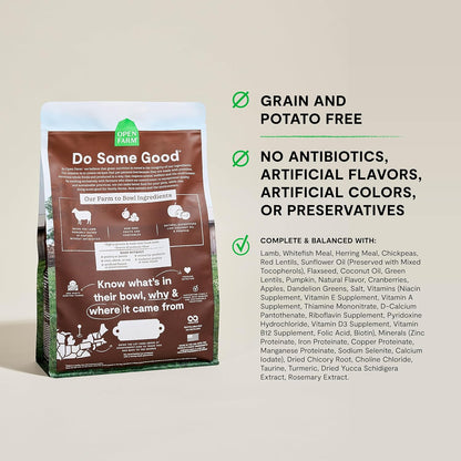 Open Farm, Grain Free Dry Cat Food, High-Protein Kibble for a Complete & Balanced Diet, Non-GMO Fruits & Vegetables, Prebiotic Fibers to Support Digestion, Pasture-Raised Lamb Recipe, 4lb Bag