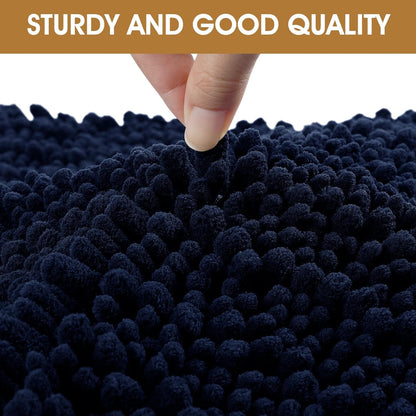 Dog Door Mats for Muddy Paws, Chenille Absorbent Door Mats, Non Slip Heavy Mud Mat for Dogs, Soft Indoor Door Mat for Entryway, Mud Paws, Inside Floor,36" X 24", Navy Blue