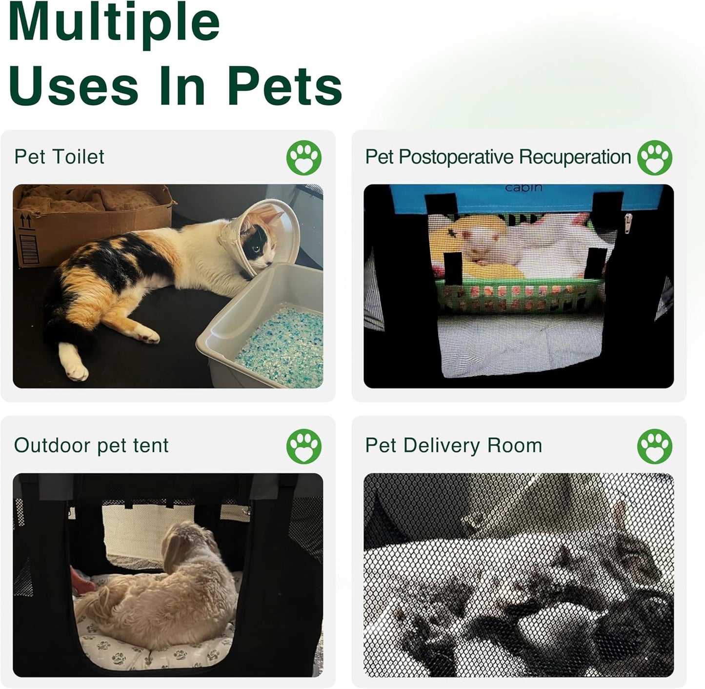 Love's cabin Pet Puppy Dog Playpen, Small Dog Tent Crates Cage Indoor/Outdoor, Portable Exercise Playpen for Cat, Foldable Pop Up Dog Kennel Playpen with Carring Case (S, Gray Green)