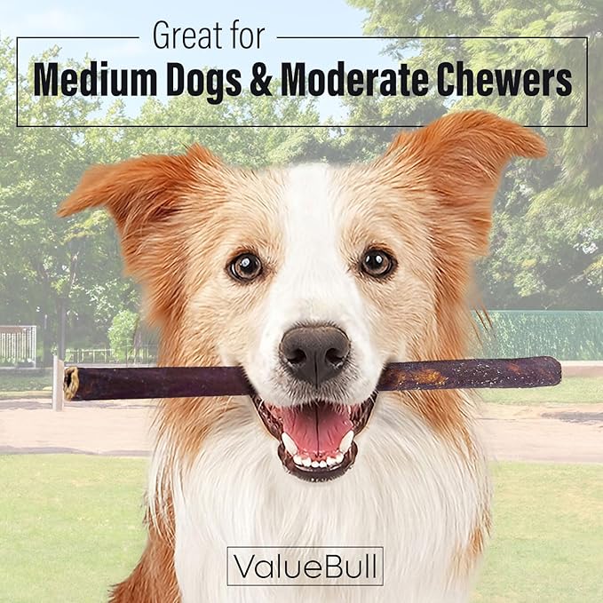 ValueBull Collagen Sticks for Dogs, 12 Inch Medium Chews, Natural Long-Lasting Dog Treats, 50 Count Bulk Pack - Supports Joints, Skin & Coat with Chondroitin & Glucosamine