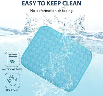 MICROCOSMOS Summer Cooling Mat & Sleeping Pad- Water Absorption Top, Materials Safe, Easy Carry, EZ Clean. Keep Cooling for Pets, Kids and Adults.(Blue, 28" x 22")