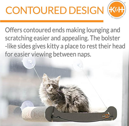 K&H Pet Products Cat Scratcher Kitty Window Sill Bed & Hammock, Sturdy Cat Perch for Large Cats