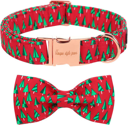 Unique style paws Christmas Dog Collar with Bow Best Winter for Small Medium Large Dogs -Christmas Tree-XS