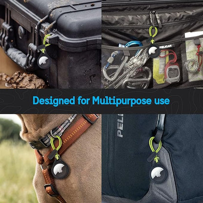 Pelican Protector AirTag Holder - AirTag Keychain with Rugged Strap Loop [Impact Resistant] [Travel Essentials] - Protective Air Tag Case for Dog Collar, Backpack, Keys, Luggage - Black/Yellow