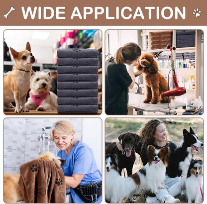 Chumia 8 Pcs Dog Towels for Drying Dogs Cats Pet Towels Bulk Puppy Microfiber Quick Drying Paw Bath Bathing Supplies Absorbent for Medium Pets(Brown, Gray,40 x 24 Inch)