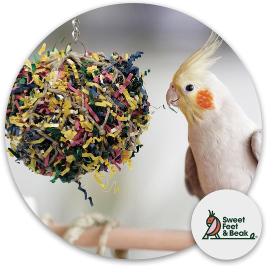 Super Shredder Ball - Bird Cage Accessories to Keep Your Bird Busy Foraging for Hidden Treasures - Non-Toxic, Easy to Install Bird Foraging Toys for Small Sized Birds - 3 Inch