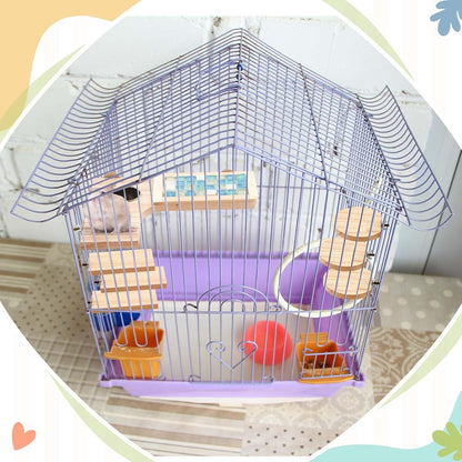 Set of 9 Wooden Hamster Cage Platform Chinchilla Ledges and L Shaped Round Hole Rat Cage Accessories with Cooling Standing Board Food Cup for Squirrel Gerbil Guinea Pig Small Animal