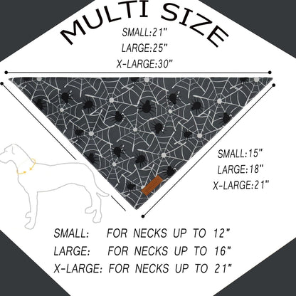 Realeaf Halloween Dog Bandanas 2 Pack, Reversible Orange Gray Pet Scarf for Boy and Girl, Premium Durable Fabric, Holiday Bandana for Small Medium Dogs (Halloween, Small)