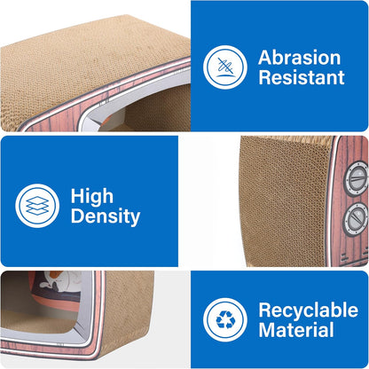 TV Cat Scraper - Durable Cat Leisure Bed - Indoor Scraper and Play House - Corrugated Toy Cat Birthday - 16.9L*12.5W*9H