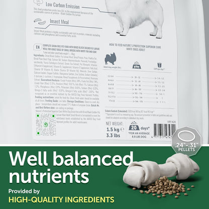 Nature's Protection Superior Care White Dogs Grain-Free Dry Dog Food - High Protein, Tear Stain Remover Dog Food for Small & Mini Breeds Light Coated Adult Dogs, Fresh Pet Meal, Insects, 3.3 lb
