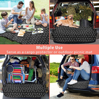 F-color SUV Cargo Liner for Dogs, Water Resistant Pet Cargo Cover Dog Seat Cover Mat for SUVs Sedans Vans with Bumper Flap Protector, Non-Slip, Large Size Universal Fit, Bone - Pawvie
