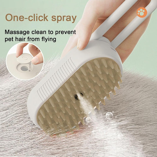 Cat Steam Brush for Shedding, 4 in 1 Rechargeable Pet Steam Brush for Dogs and Cats, Anti-Static, Massage, Cleaning, Shedding & Combing All In One! (White)