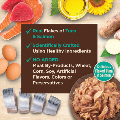 Wellness CORE Tiny Tasters Flaked Adult Wet Cat Food, Natural, Protein-Rich, Grain Free, 1.75-Ounce Pouch, 12 Pack, (Tuna & Salmon)