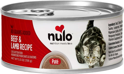 Nulo Beef & Lamb Recipe Pate Wet Canned Cat Food, 5.5 Ounce (Pack of 24)