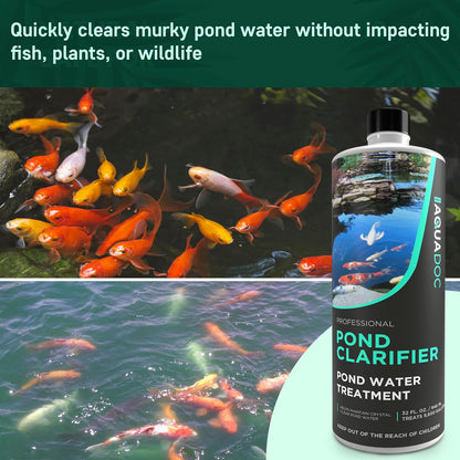 AquaDoc Pond Water Clarifier 32oz – Enzyme-Based Treatment for Koi and Fish Ponds – Helps Clear Cloudy Water and Reduce Sludge