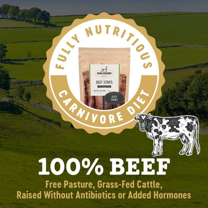 Farm Hounds - Beef Strips - Premium Natural Beef Jerky for Dogs - 100% Humanely Raised Cattle - Break-to-Size - Great for Training & Treats - No Added Fillers - Made in USA - 1 Pack