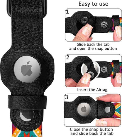 AirTag Dog Collar with Metal Buckle - Printed Nylon Soft Leather Dog Collar with Apple AirTag Holder - Secure Tracking GPS Pet Collars for Girl Boy Small Large Dogs (XL, 20"-25" Neck Fit, Arrows)
