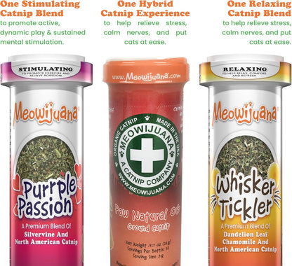 Meowijuana Purrple Passion Cat Nip - Premium Organic Blend of Catnip for Cats & Silvervine, Stimulates Playful Behavior, 26g, Natural Wellness Gift for Cat Lovers