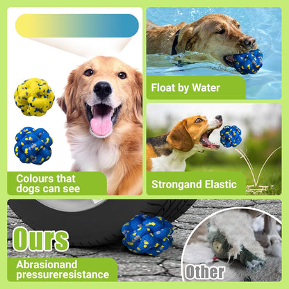 Upgrade Dog Balls Interactive Toys for Aggressive Chewers, Indestructible Tennis Durable Bouncy for Fetch Game, Lightweight Floating, 4pcs