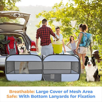 2-in-1 Dog Playpen, 58''Pop Up Cat Puppy Pet Playpen Indoor/Outdoor Cats Enclosed, Cat Dog Tent Crate Cage Kennel, Portable Playpen for Kitten, Small Animals Play Pen(No Divider, Unified Space)