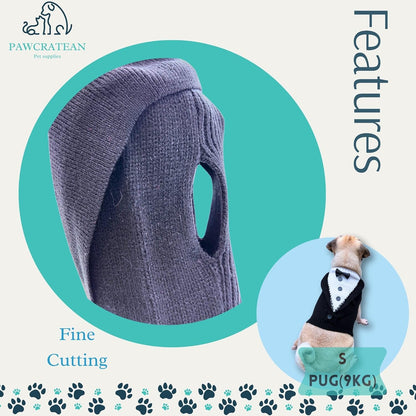 Cute Sweater for Dogs and Cats Soft Flannel Pet Outfit Warm and Cozy Animal Hoodie Small to Large Pet Clothes for Halloween Parties and Everyday Wear (Small, Black Bowtie)