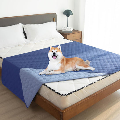 gogobunny 100% Double Sided Waterproof Dog Blanket Soft Pet Bed Cover Reversible Protect Furniture Couch Sofa Car for Puppy Large Dog Cat (Dark Navy/Light Navy, 82x120 Inch (Pack of 1))