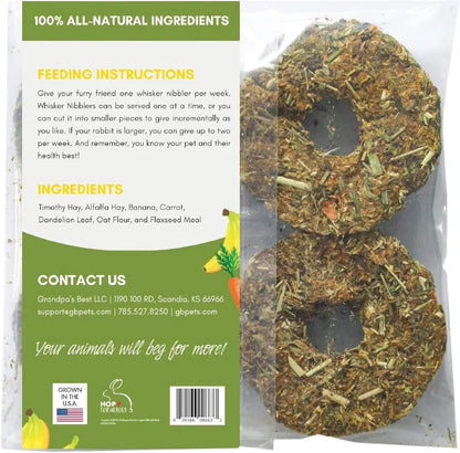 Grandpa's Best Whisker Nibblers Banana Carrot Treats for Rabbits, Guinea Pigs and Small Animals