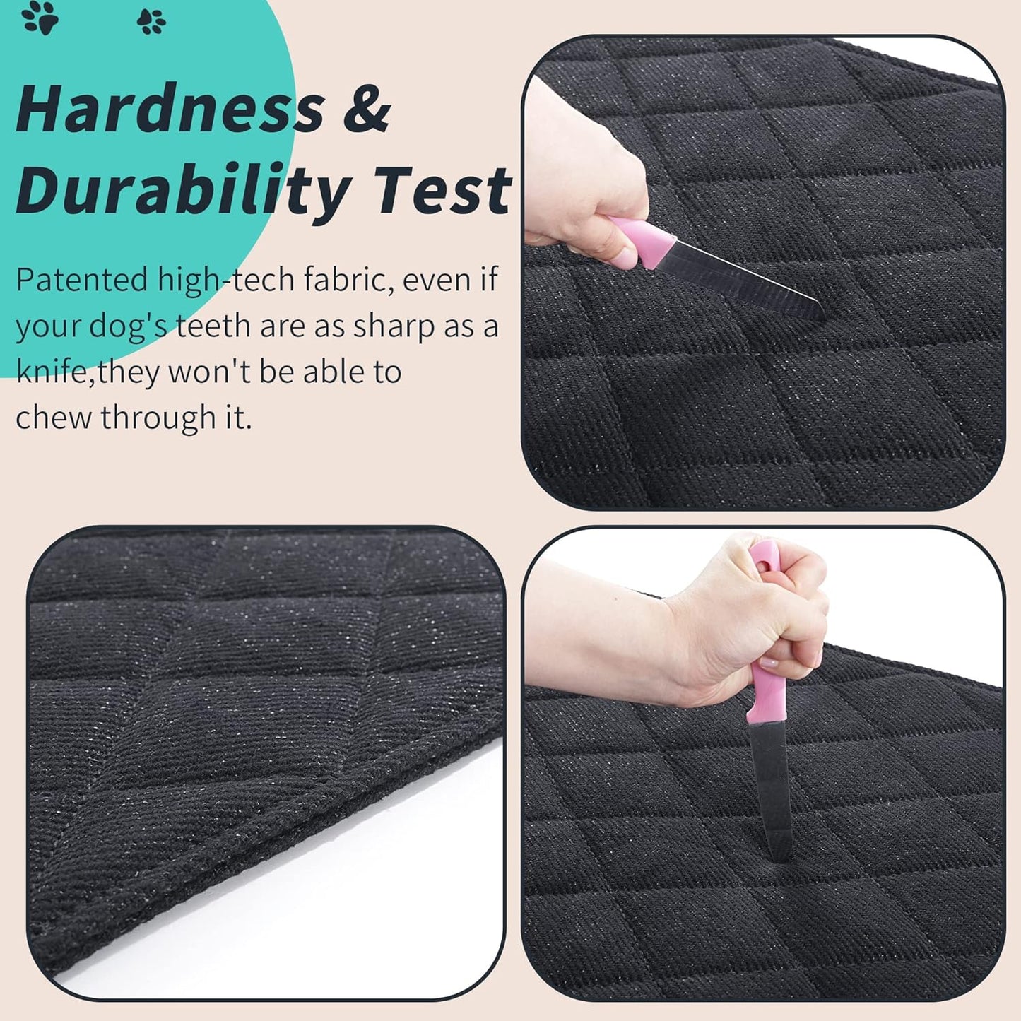 MABOZOO Indestructible Dog Bed, Chew Proof Crate Pad for Aggressive Chewers, Machine Washable Quilted Mat, Durable for Medium Dogs, Black Kennel Pad (28x41 in)