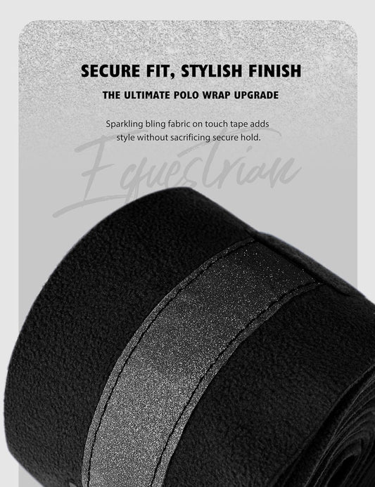 Harrison Howard Horse Polo Wraps Upgrade with Bling Leg Wraps for Horses 4-Pack Fleece Leg Wraps Stable Supplies Black M