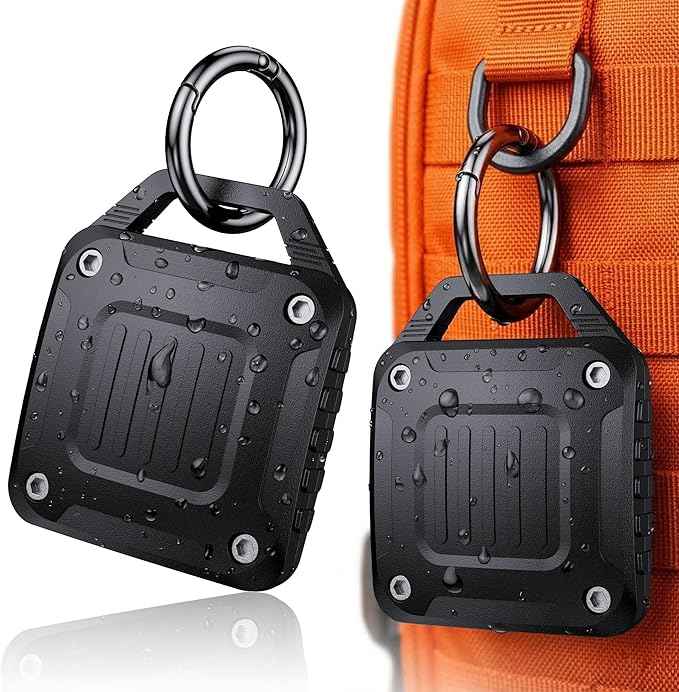 DDJ 2-Pack IPX8 Waterproof for AirTag Holder Case Keychain, Screw Lock - Rugged Case for Apple AirTags 1st & 2nd Generation with Key Ring, Durable Air TagHolder for Dog Collar/Luggage/Key/Backpack