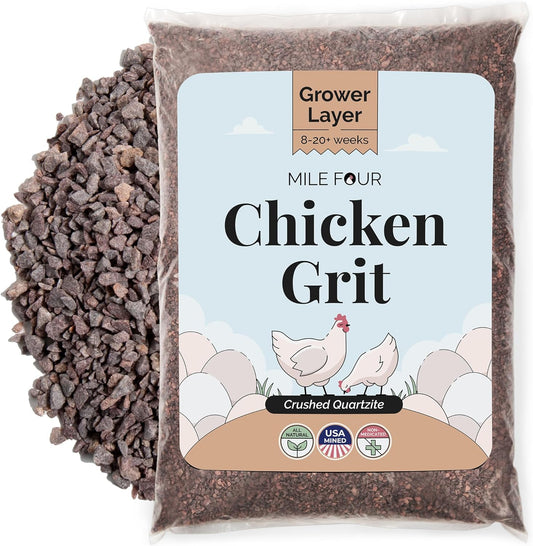 Chicken Grit for Layer & Grower Chickens Age 8-20+ Weeks - 100% Natural Mineral Chicken Grit Quartzite, Poultry Grit, USA Mined, 50 lbs