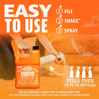 Angry Orange Pet Odor Eliminator for Dog and Cat Urine, Carpet Stains, and Strong Smells – Citrus Cleaner with Natural Orange Oil – 1 Gallon