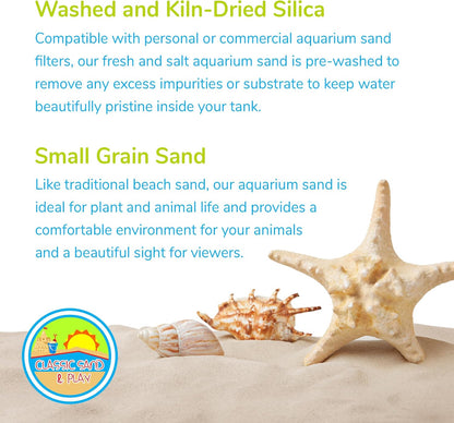 CLASSIC SAND & PLAY Natural Aquarium Sand for Freshwater and Saltwater Tanks, 40 lb. Bag, Improves Filter Life and Filtration Process, Pre-Washed Fine Sand, Orange
