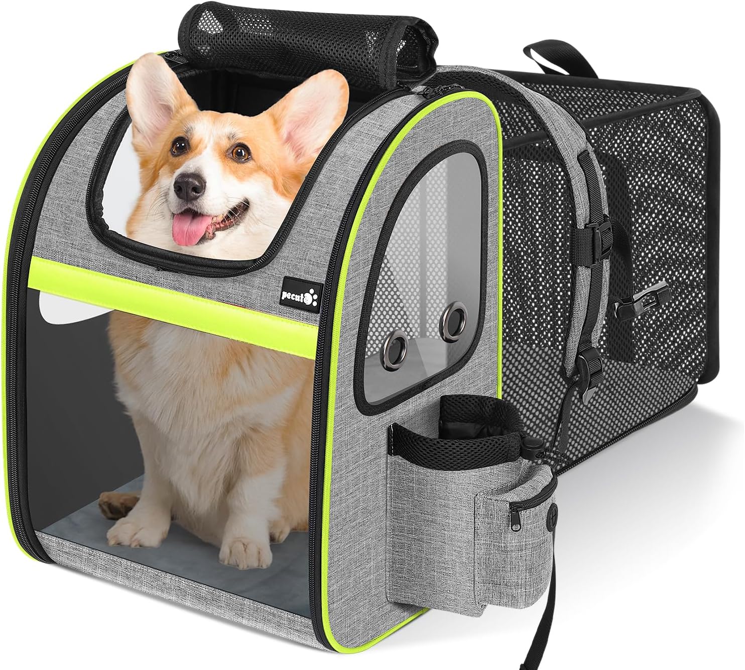 Pecute Pet Carrier Backpack, Large Cat Carrier Backpack Hold Up to 22 Lbs, Expandable cat Backpack with Breathable Mesh for Medium Dogs Cats, or 2 Small Pets, Dog Backpack Carrier for Travel Hiking - Pawvie
