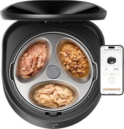 PETLIBRO Automatic Cat Feeder Wet Food with Stainless Steel Bowl, Refrigerated Auto Cat Feeder with Semiconductor Cooling, 3 Fresh Meals for 3 Days, App-Controlled Pet Food Dispenser, Easy to Clean