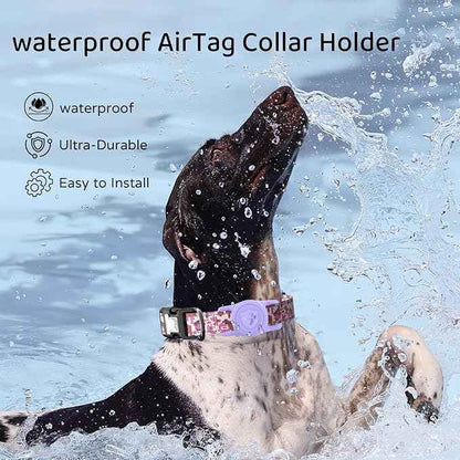 for Airtag Dog Collar Holder – (2 Pack) IP68 Waterproof Dog Air Tag Holder for Dog Collar, Anti-Lost & Durable Silicone Case, Compatible with Apple AirTags (Black & Purple)
