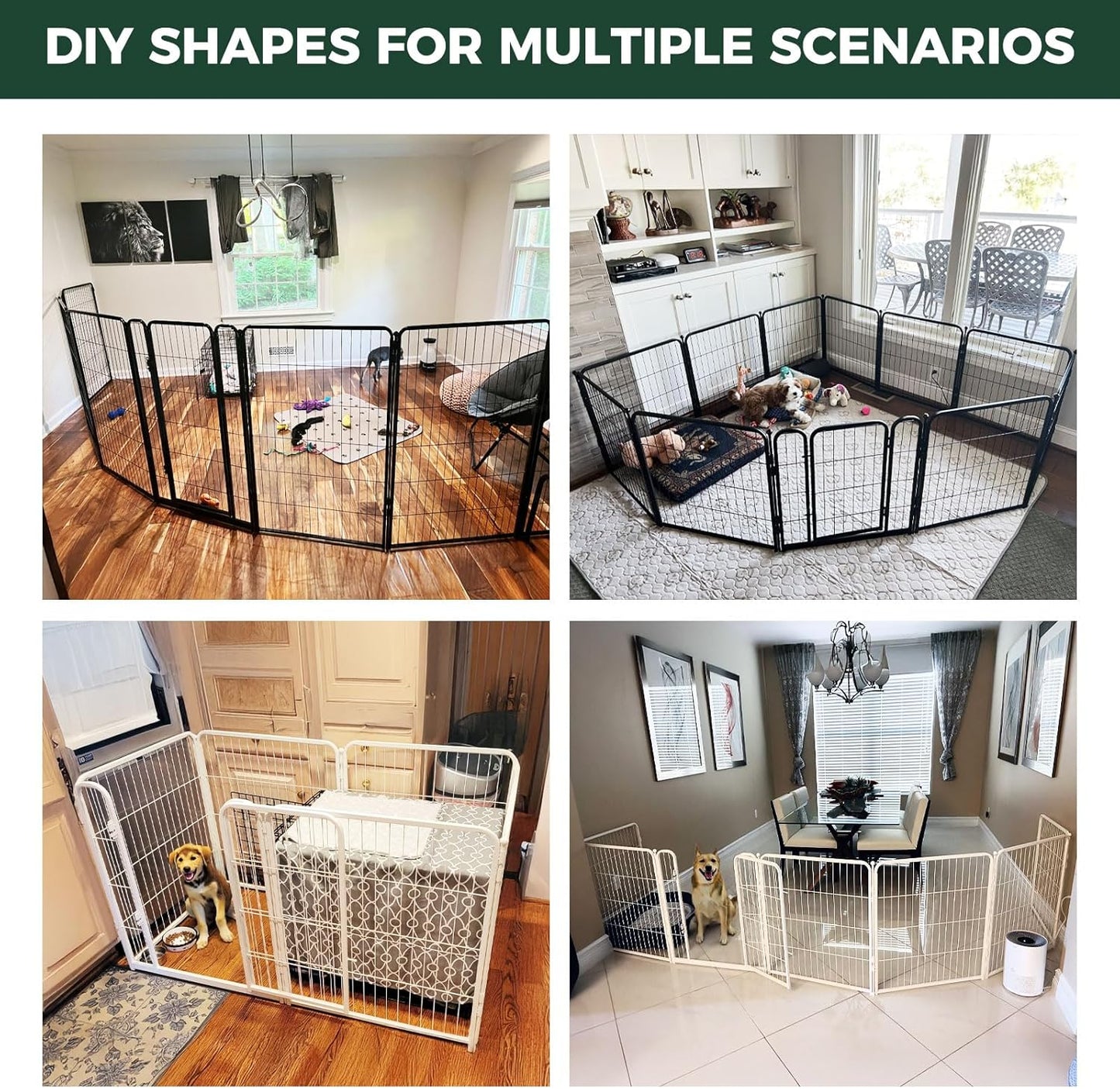 FXW Homeplus Unleashed Indoor Dog Playpen - Stress-Free and Safe Play, Heavy Duty 40 Inch 6 Wire Panels Dog Pen for Medium and Large Dogs, White│Patented