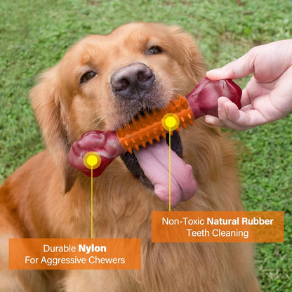 Apasiri Dog Toys for Aggressive Chewers Peanut Butter Flavored, 8" Tough Dog Chew Bone, Nylon & Rubber Chew Toy, Dog Bone Toy for Large Medium Breed 20-80lbs