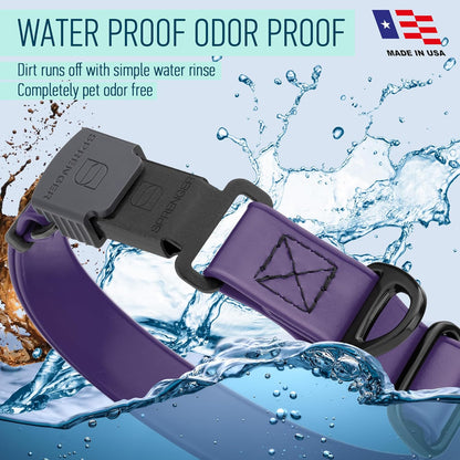 Dogline Biothane Waterproof Dog Collar with Herm Sprenger Black Stainless Steel Quick Release Buckle – Heavy Duty Tactical Durable Collar for Dogs – Comfortable and Safe Pet Collar, W 3/4" L 12-19"