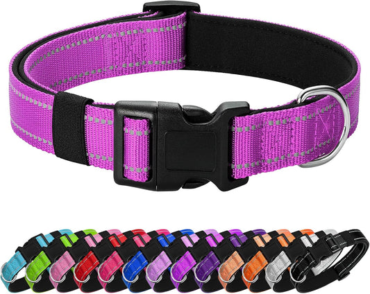 Reflective Dog Collar Padded with Soft Neoprene Breathable Quick Release Basic Dog Collars for Puppy Small Dogs Dark Magenta