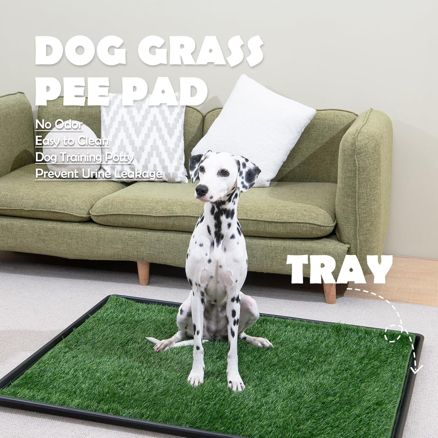 MEEXPAWS Dog Grass Pee Pads for Dogs with Tray | Medium 31×21 in | 2× Dog Artificial Grass Pads Replacement| Rapid Drainage | Indoor Litter Box | Hemmed Edge