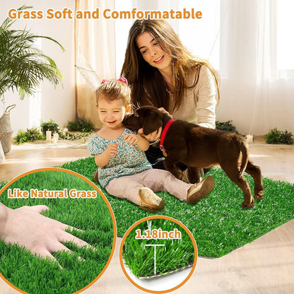 LOOBANI Dog Grass Pee Pads, Artificial Dog Grass Pads for Potty Tray, Fake Grass for Dogs to Pee On, Outdoor Indoor Pee Grass for Dog Potty (18*28 inch)