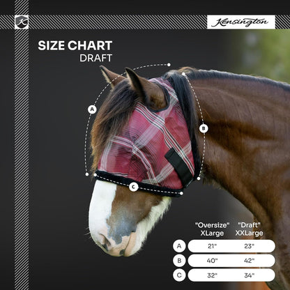 Kensington UV Fly Mask with Fleece Trim - Protective Mask with Dual Ear Opening Size: XXL Color: 121-Deluxe Black