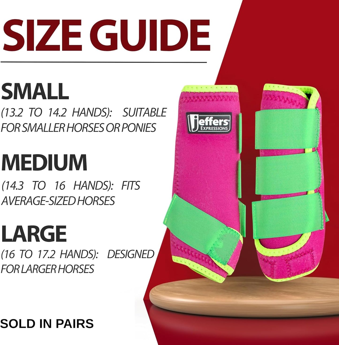 Jeffers Expression Neon Horse Boots 1 Pair – Pink & Lime, Breathable Neoprene with Secure Strap Closures, Durable Premium Protection for Jump Training & Trail Riding – Front & Hind, Medium Size