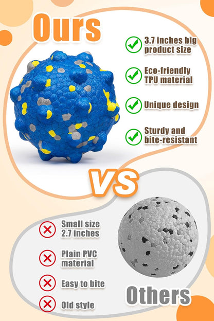 1.96'' Dog Balls for Dogs Aggressive Chewers Indestructible Tennis Durable Bouncy Interactive Dog Toy Balls for Fetch Game Floating Training(Blue Small)