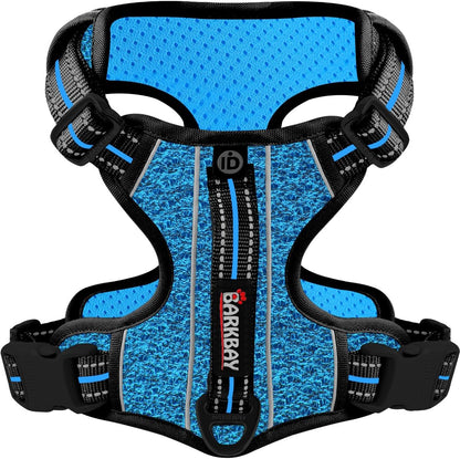 BARKBAY Dog Harness No Pull with ID Tag Pocket - Heavy Duty, Reflective, Easy Control for Large Dogs(Blue/Black,XL)