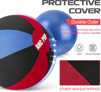 Herding Ball for Dogs Horse Ball& Cover 25" for Horses Large with Hand Pump for Play, Red and Blue and Black